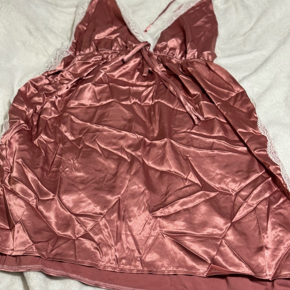 Elegant Pink Satin Nightgown and panties SHEIN 2 XL